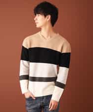 MKIAL59095 MK MICHEL KLEIN HOMME(MKミッシェルクランオム) Vネックニット／ヤクウールナイロン ベージュ