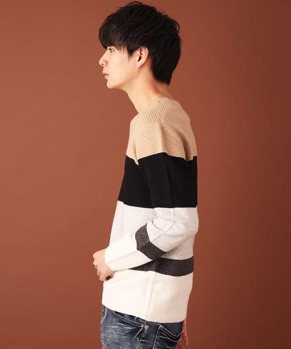 MKIAL59095 MK MICHEL KLEIN HOMME(MKミッシェルクランオム) Vネックニット／ヤクウールナイロン ベージュ