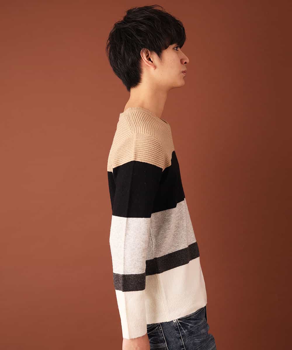 MKIAL59095 MK MICHEL KLEIN HOMME(MKミッシェルクランオム) Vネックニット／ヤクウールナイロン ベージュ