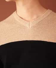 MKIAL59095 MK MICHEL KLEIN HOMME(MKミッシェルクランオム) Vネックニット／ヤクウールナイロン ベージュ