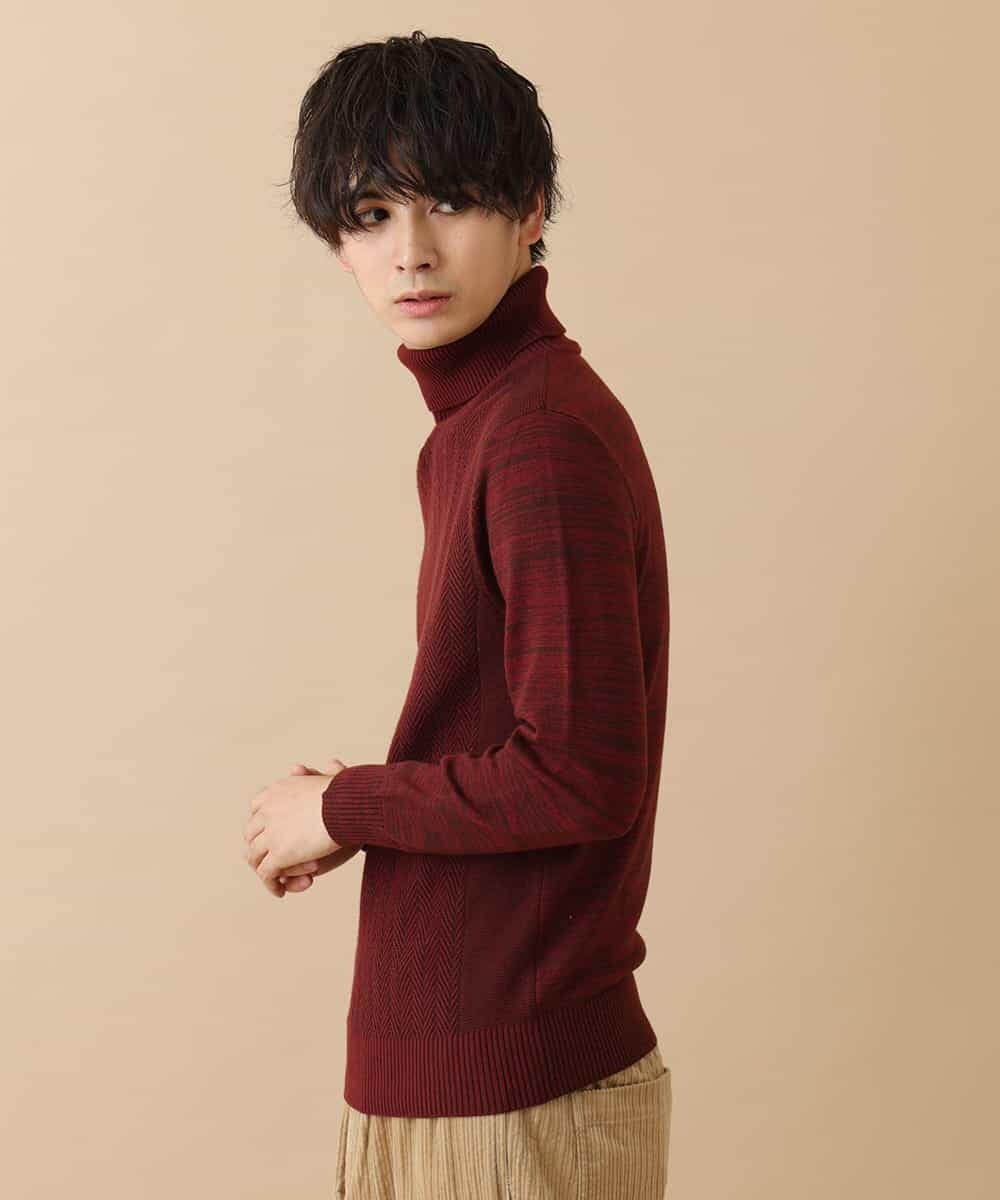 MKIAM76079 MK MICHEL KLEIN HOMME(MKミッシェルクランオム) タートルネックニット／アランケーブルディライト パープル(77)