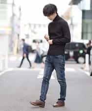 MKIAM76079 MK MICHEL KLEIN HOMME(MKミッシェルクランオム) タートルネックニット／アランケーブルディライト ブラック(94)