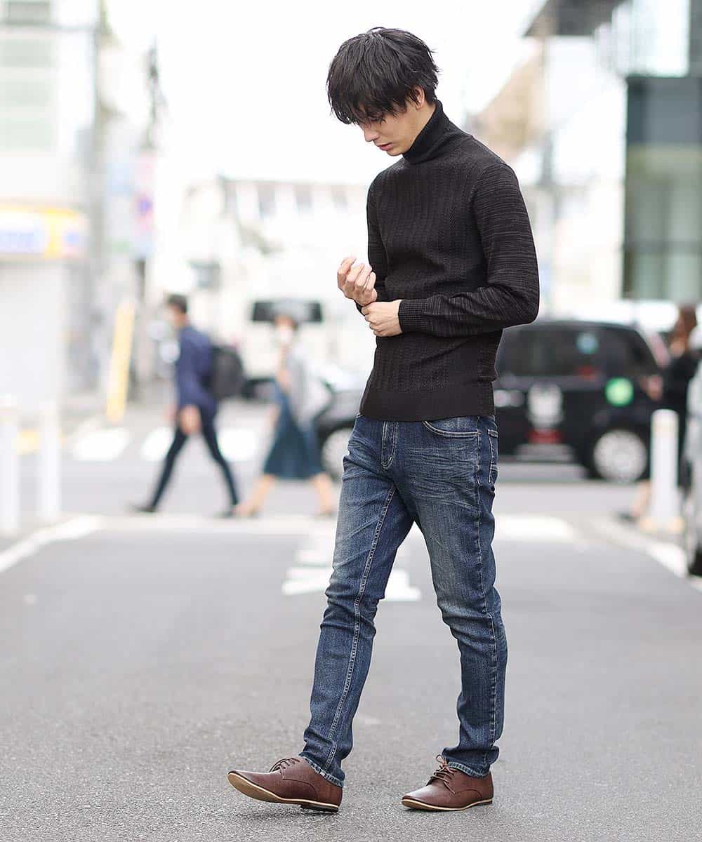 MKIAM76079 MK MICHEL KLEIN HOMME(MKミッシェルクランオム) タートルネックニット／アランケーブルディライト ブラック(94)