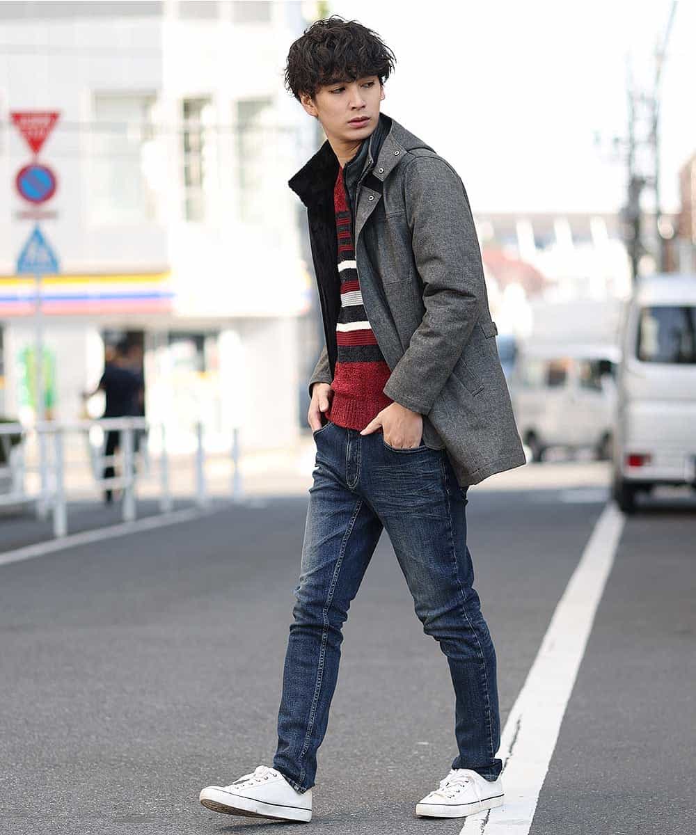 MKIAO28079 MK MICHEL KLEIN HOMME(MKミッシェルクランオム) ランダムモールMIXニット パープル