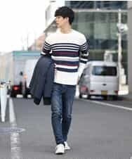 MKIAO28079 MK MICHEL KLEIN HOMME(MKミッシェルクランオム) ランダムモールMIXニット ホワイト