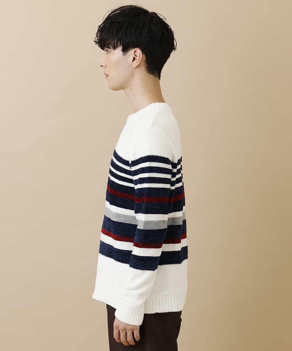 MKIAO28079 MK MICHEL KLEIN HOMME(MKミッシェルクランオム) ランダムモールMIXニット ホワイト