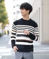 MKIAO28079 MK MICHEL KLEIN HOMME(MKミッシェルクランオム) ランダムモールMIXニット ブラック