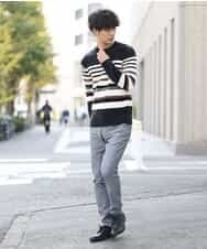 MKIAO28079 MK MICHEL KLEIN HOMME(MKミッシェルクランオム) ランダムモールMIXニット ブラック