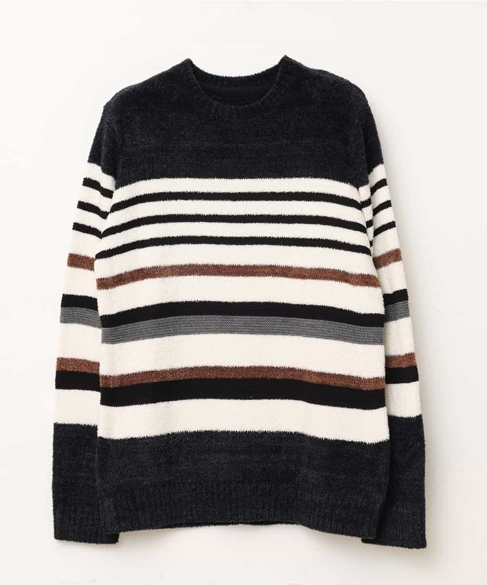 MKIAO28079 MK MICHEL KLEIN HOMME(MKミッシェルクランオム) ランダムモールMIXニット ブラック