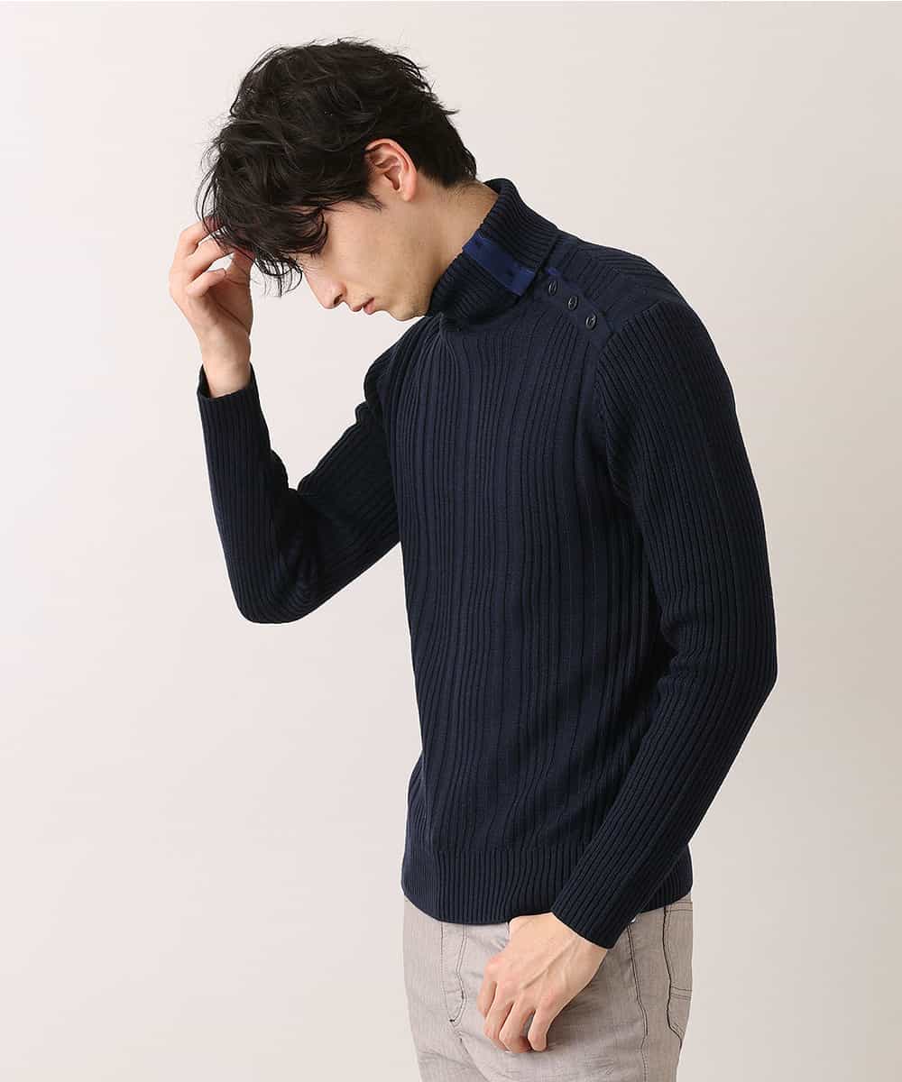 MKIAO41110 MK MICHEL KLEIN HOMME(MKミッシェルクランオム) タートルニット／ニードルループ ネイビー