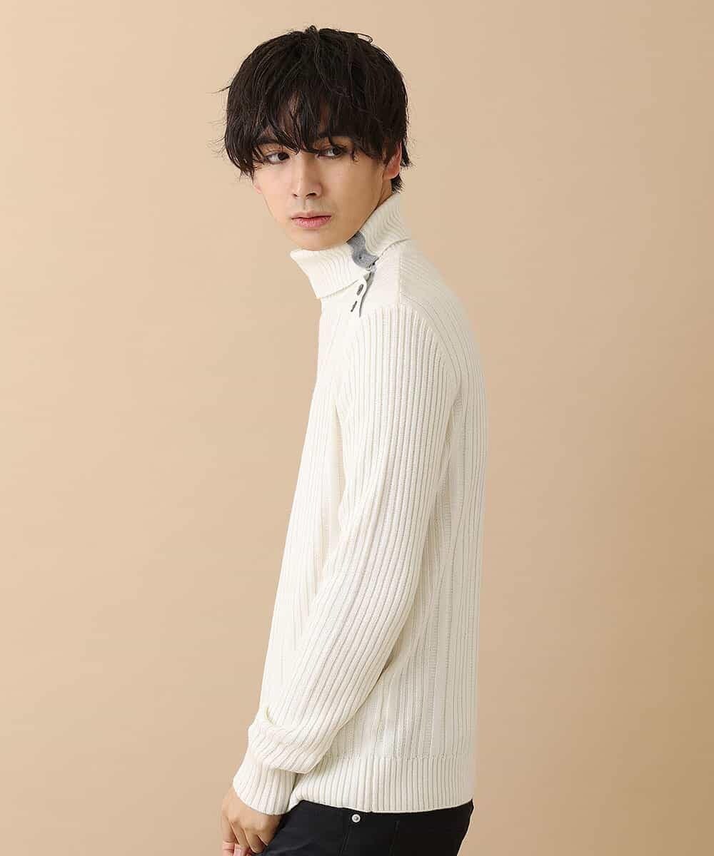 MKIAO41110 MK MICHEL KLEIN HOMME(MKミッシェルクランオム) タートルニット／ニードルループ ホワイト