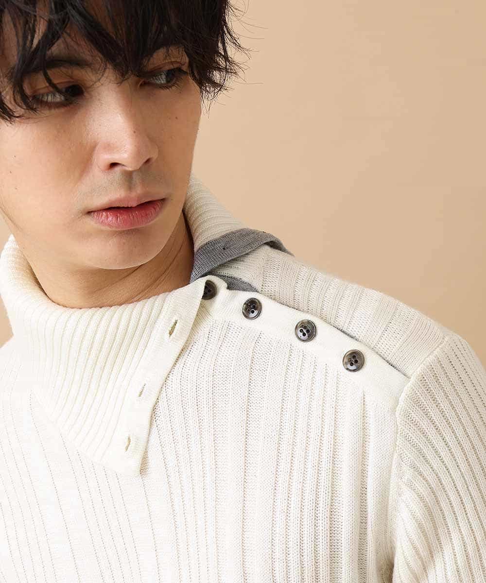 MKIAO41110 MK MICHEL KLEIN HOMME(MKミッシェルクランオム) タートルニット／ニードルループ ホワイト