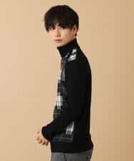 MKIAO42110 MK MICHEL KLEIN HOMME(MKミッシェルクランオム) タートルネックニット／クールハートチェック ブラック