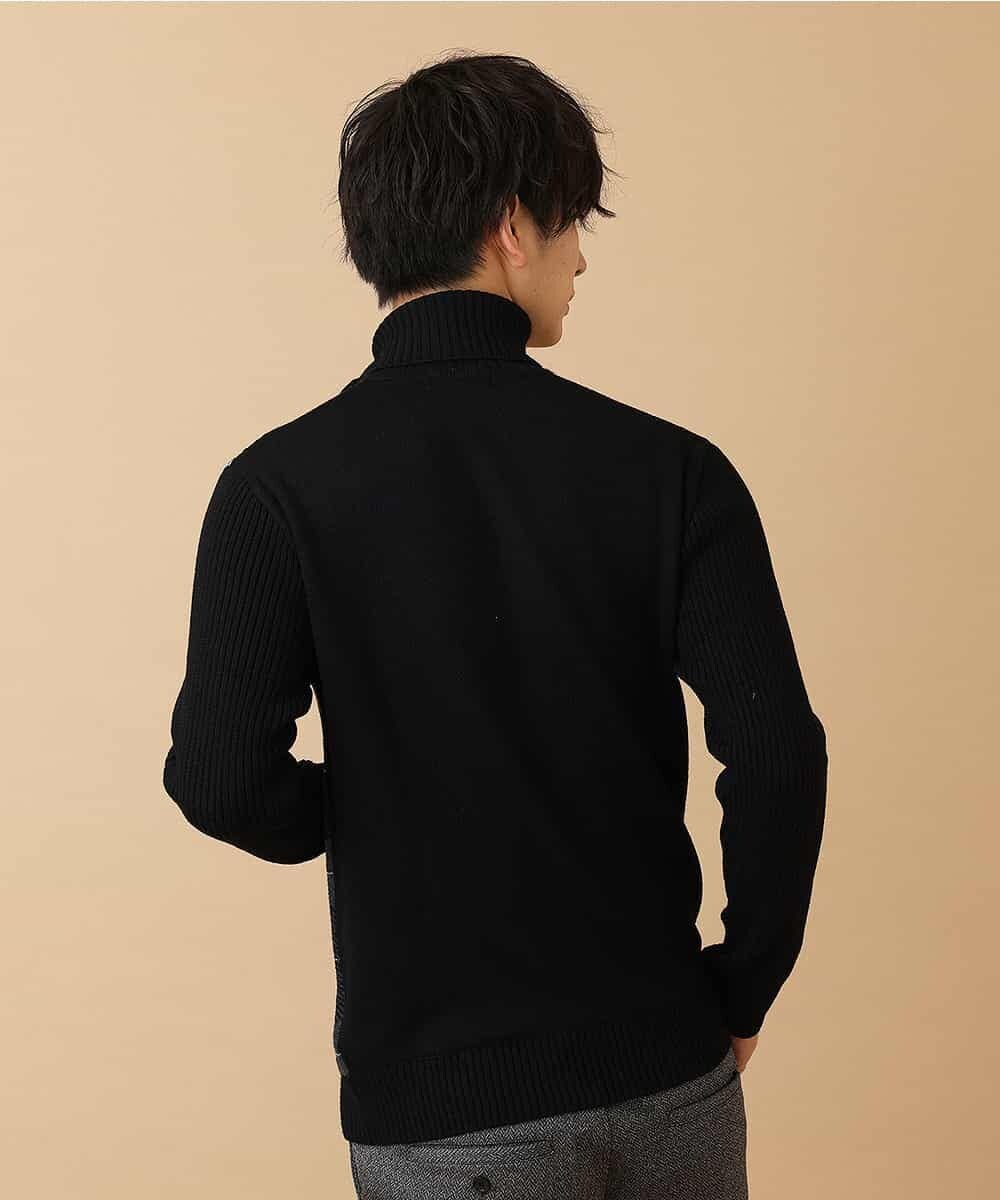 MKIAO42110 MK MICHEL KLEIN HOMME(MKミッシェルクランオム) タートルネックニット／クールハートチェック ブラック