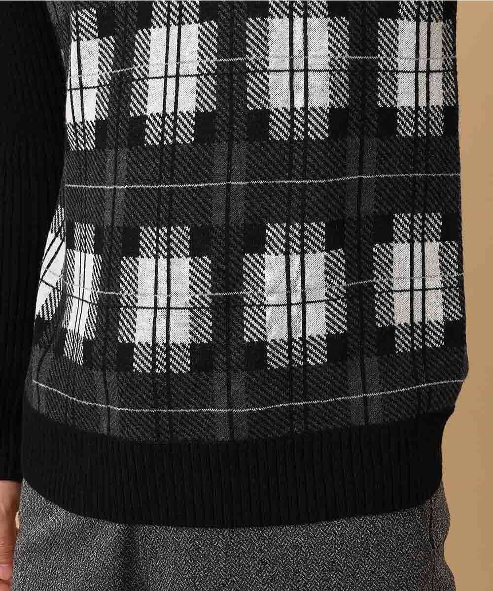 MKIAO42110 MK MICHEL KLEIN HOMME(MKミッシェルクランオム) タートルネックニット／クールハートチェック ブラック