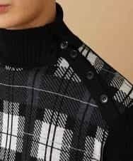 MKIAO42110 MK MICHEL KLEIN HOMME(MKミッシェルクランオム) タートルネックニット／クールハートチェック ブラック