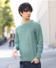 MKIAO44099 MK MICHEL KLEIN HOMME(MKミッシェルクランオム) ニット／７Gカワリアミ グリーン