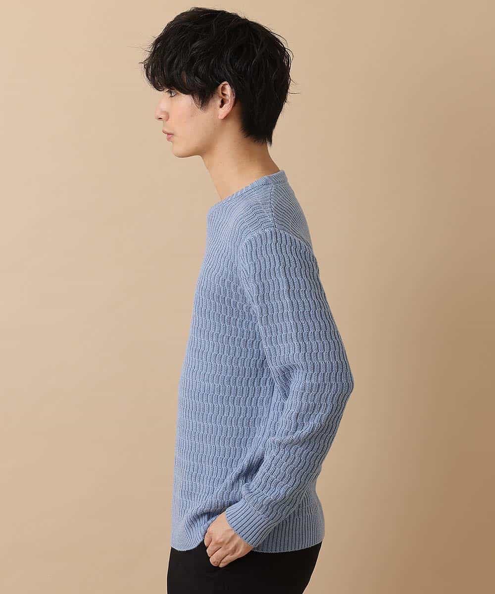 MKIAO44099 MK MICHEL KLEIN HOMME(MKミッシェルクランオム) ニット／７Gカワリアミ ライトブルー