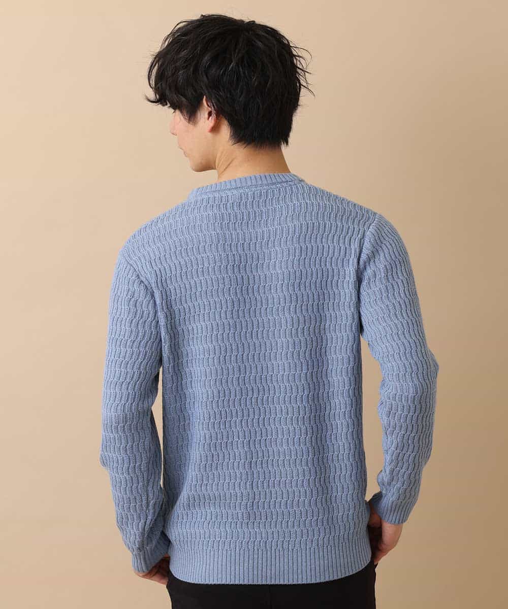 MKIAO44099 MK MICHEL KLEIN HOMME(MKミッシェルクランオム) ニット／７Gカワリアミ ライトブルー