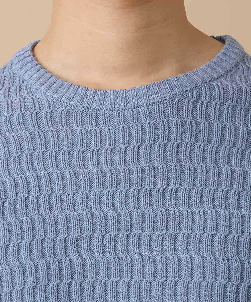 MKIAO44099 MK MICHEL KLEIN HOMME(MKミッシェルクランオム) ニット／７Gカワリアミ ライトブルー