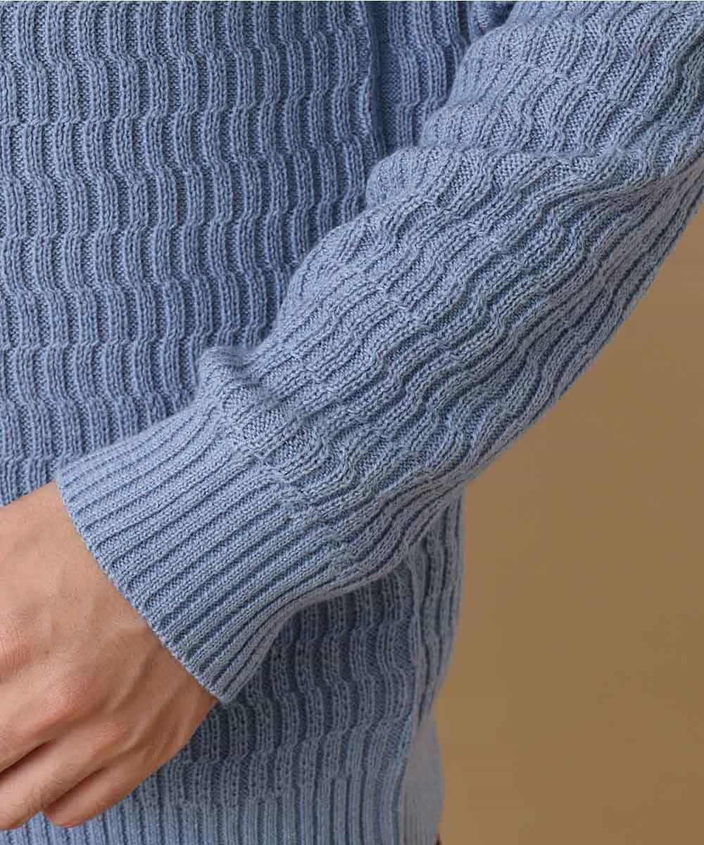 MKIAO44099 MK MICHEL KLEIN HOMME(MKミッシェルクランオム) ニット／７Gカワリアミ ライトブルー