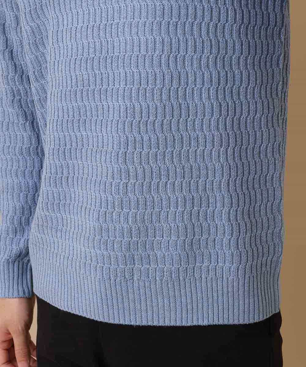 MKIAO44099 MK MICHEL KLEIN HOMME(MKミッシェルクランオム) ニット／７Gカワリアミ ライトブルー