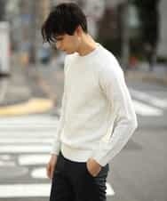 MKICL02065 MK MICHEL KLEIN HOMME(MKミッシェルクランオム) ニット／ヘンケイランダムパネル ホワイト
