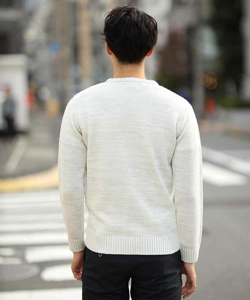 MKICL02065 MK MICHEL KLEIN HOMME(MKミッシェルクランオム) ニット／ヘンケイランダムパネル ホワイト