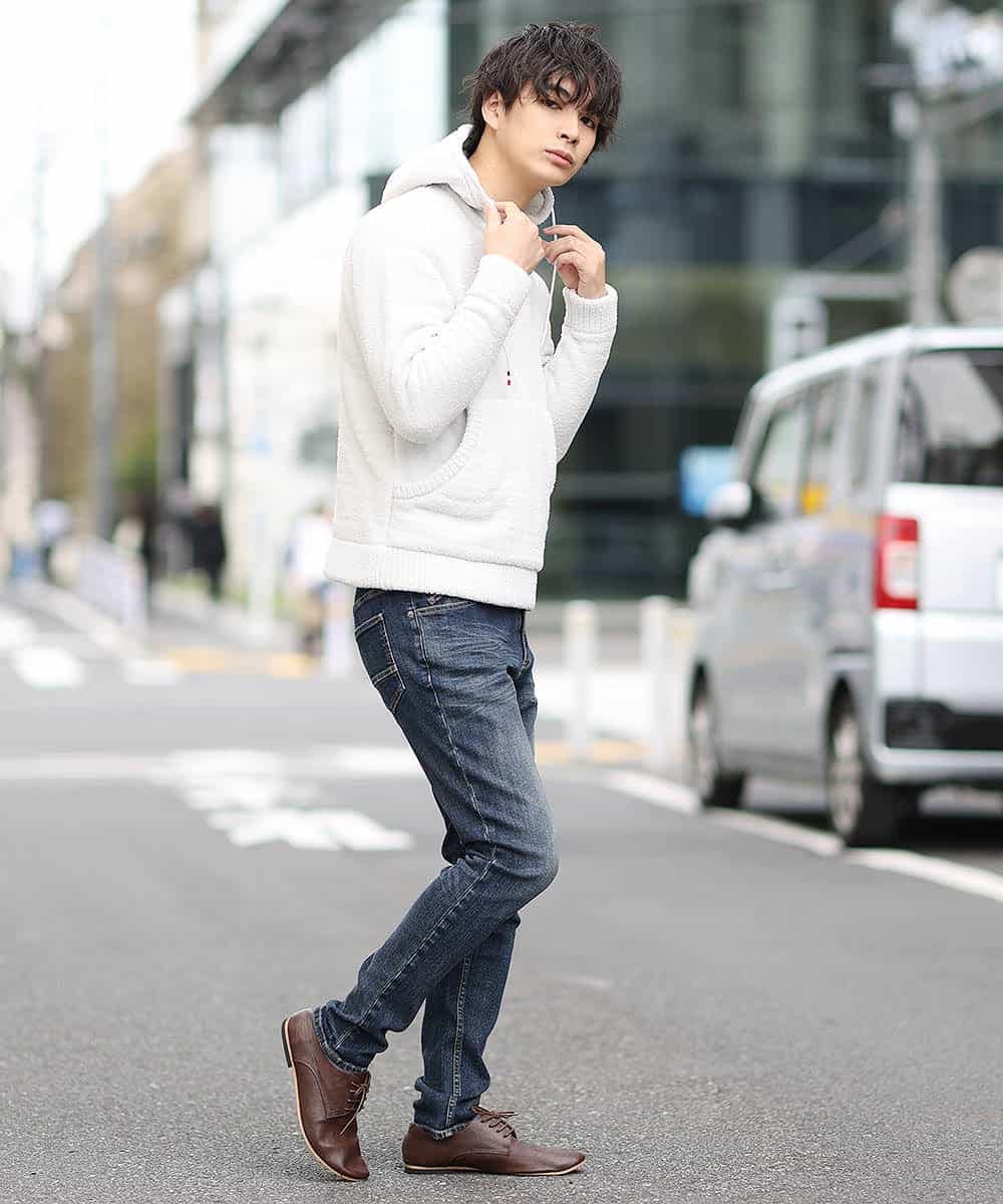 MKICO48079 MK MICHEL KLEIN HOMME(MKミッシェルクランオム) 【ふわもこルームウェア】スターダストパーカー ライトグレー(91)