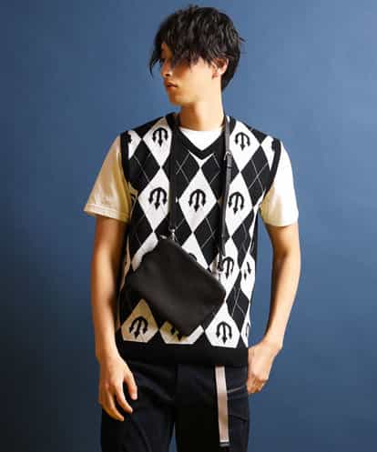 MK MICHEL KLEIN HOMME(エムケー ミッシェルクラン オム) 【PIKE】Seiries “アーガイルトライデント” ブラック 46