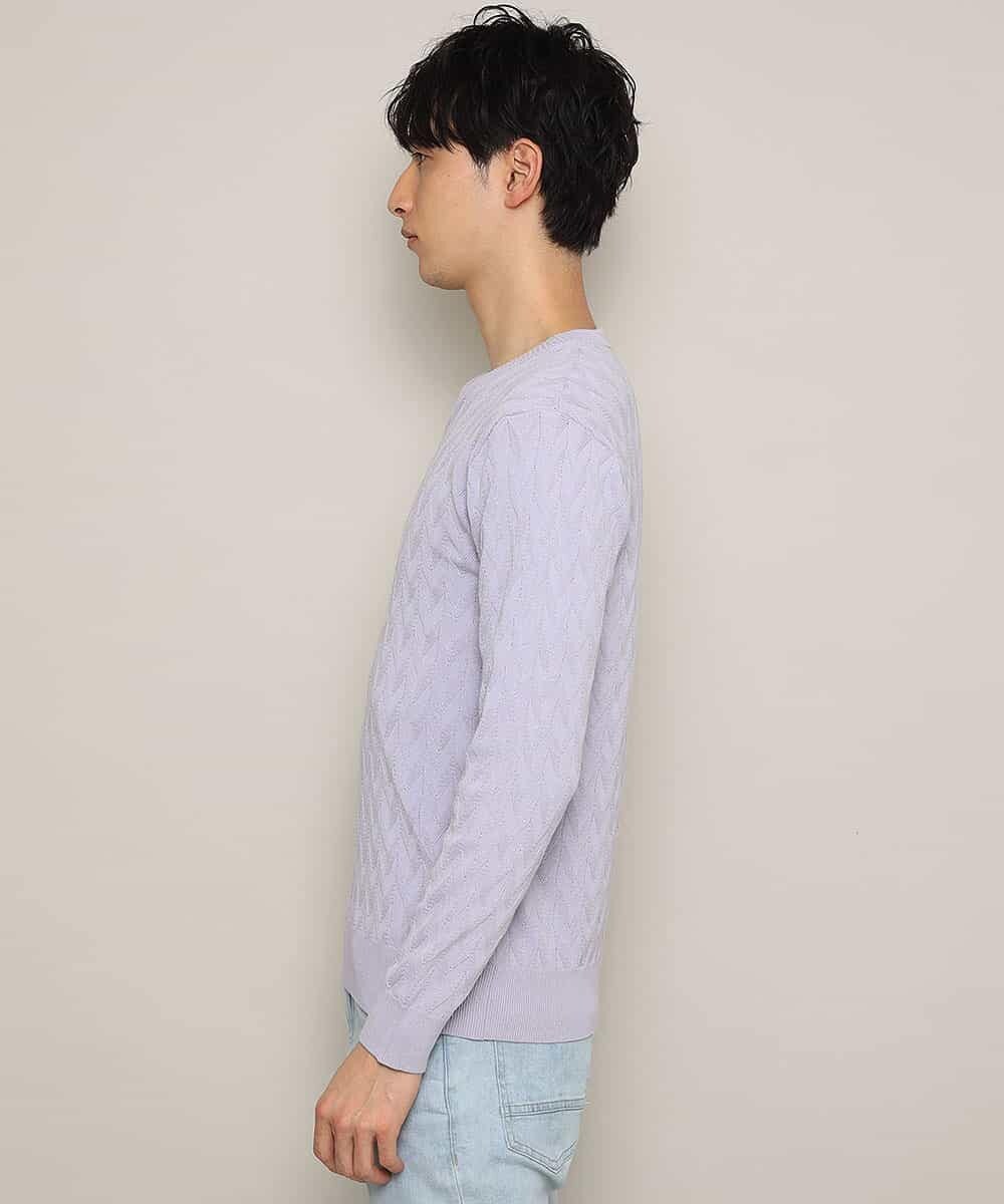 MKIDJ83089 MK MICHEL KLEIN HOMME(MKミッシェルクランオム) ニット／キョウネンへリンボン ラベンダー