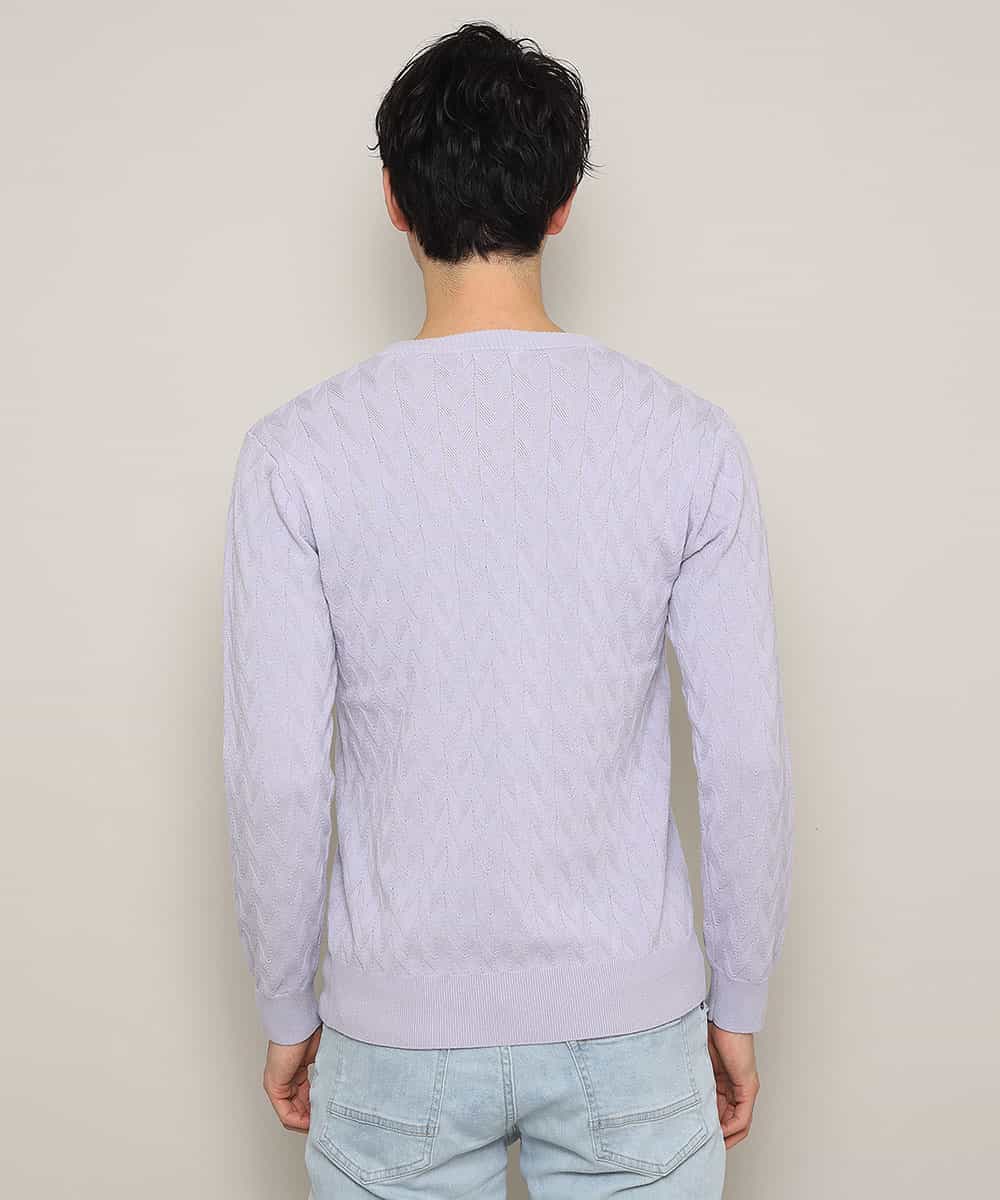 MKIDJ83089 MK MICHEL KLEIN HOMME(MKミッシェルクランオム) ニット／キョウネンへリンボン ラベンダー