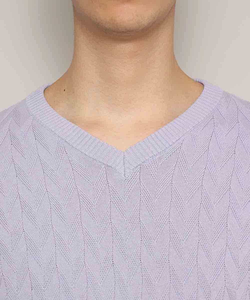 MKIDJ83089 MK MICHEL KLEIN HOMME(MKミッシェルクランオム) ニット／キョウネンへリンボン ラベンダー