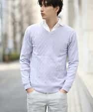 MKIDJ83089 MK MICHEL KLEIN HOMME(MKミッシェルクランオム) ニット／キョウネンへリンボン ラベンダー