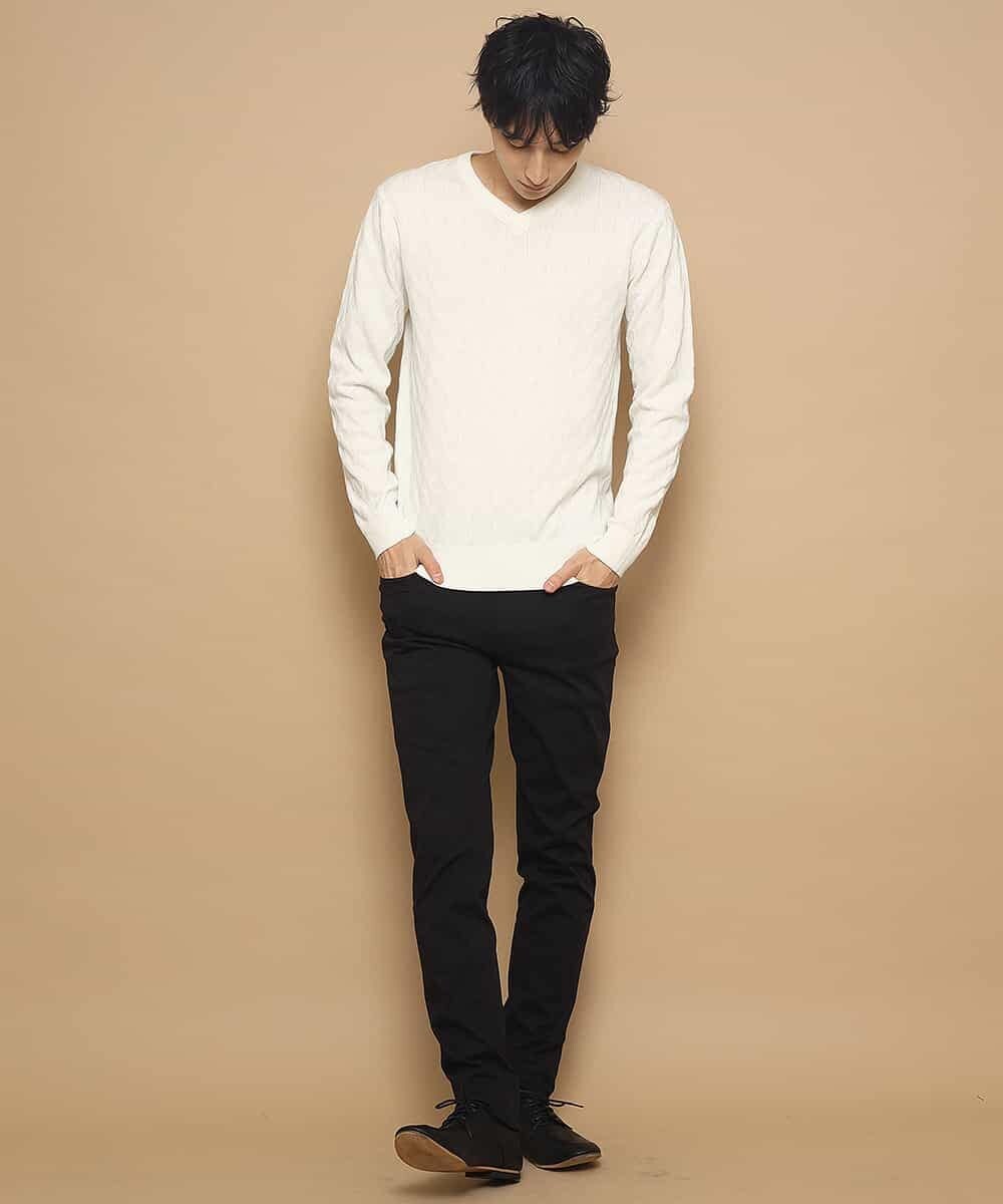 MKIDJ83089 MK MICHEL KLEIN HOMME(MKミッシェルクランオム) ニット／キョウネンへリンボン ホワイト