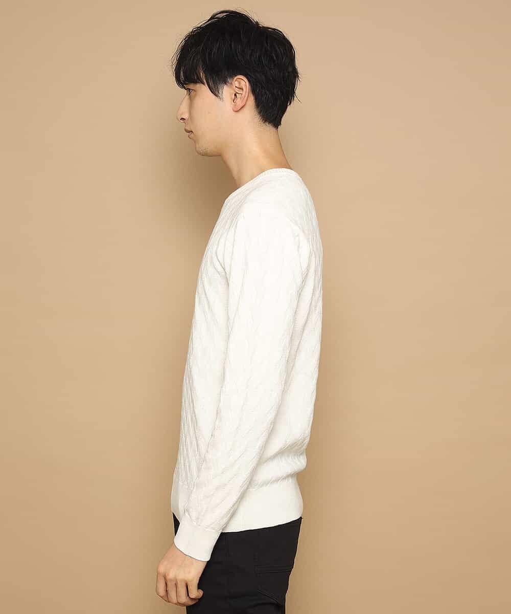 MKIDJ83089 MK MICHEL KLEIN HOMME(MKミッシェルクランオム) ニット／キョウネンへリンボン ホワイト