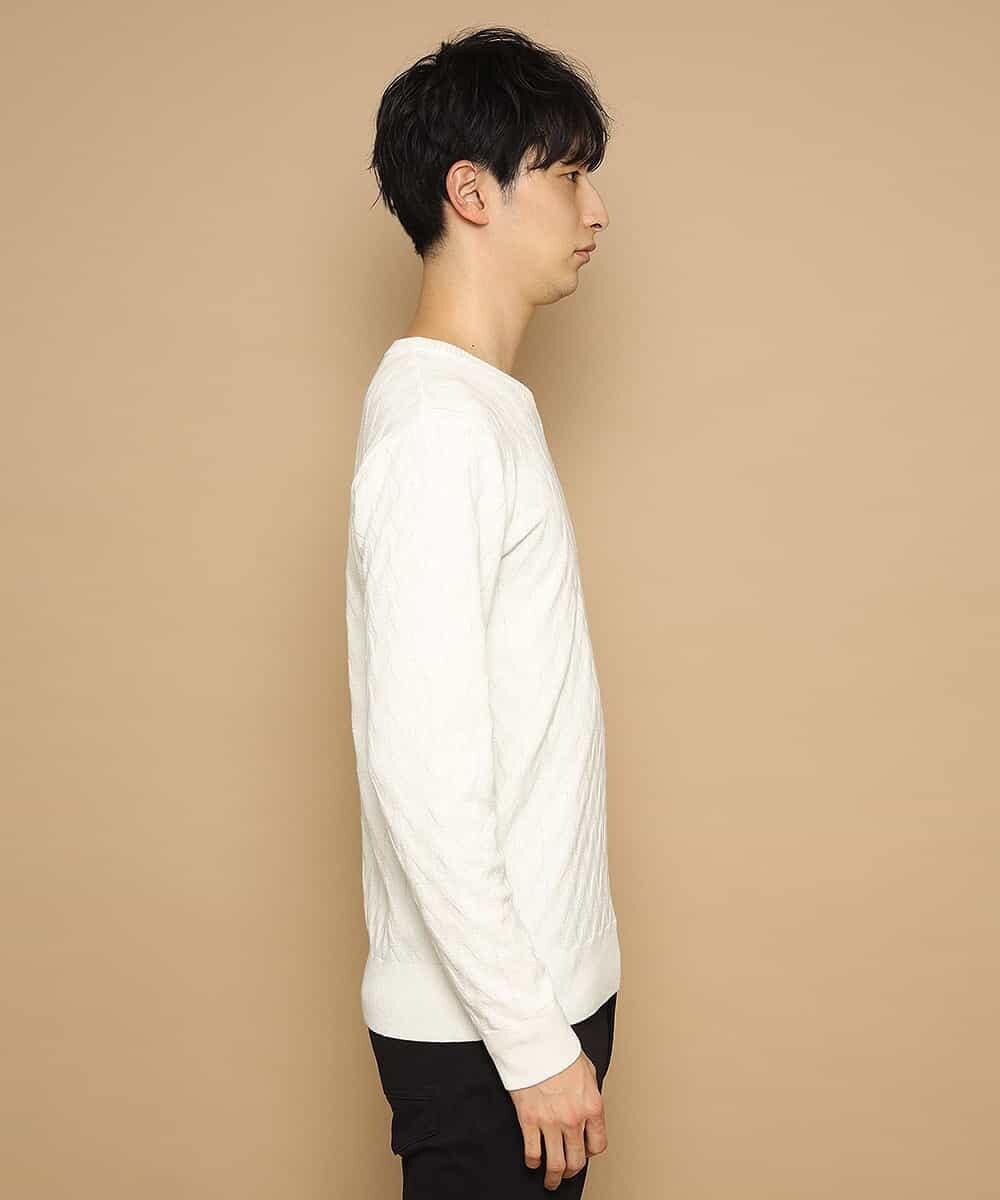 MKIDJ83089 MK MICHEL KLEIN HOMME(MKミッシェルクランオム) ニット／キョウネンへリンボン ホワイト