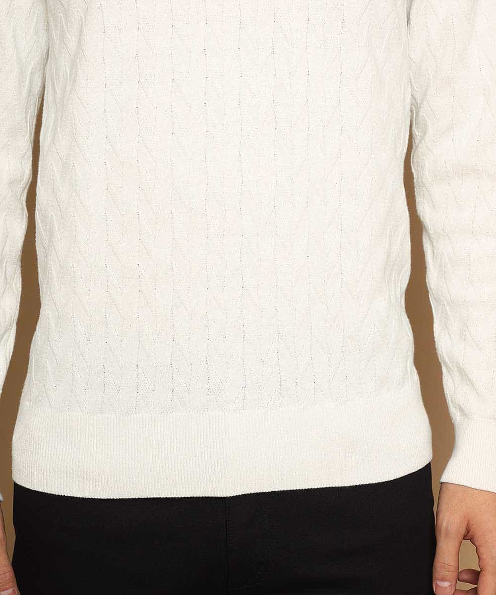 MKIDJ83089 MK MICHEL KLEIN HOMME(MKミッシェルクランオム) ニット／キョウネンへリンボン ホワイト