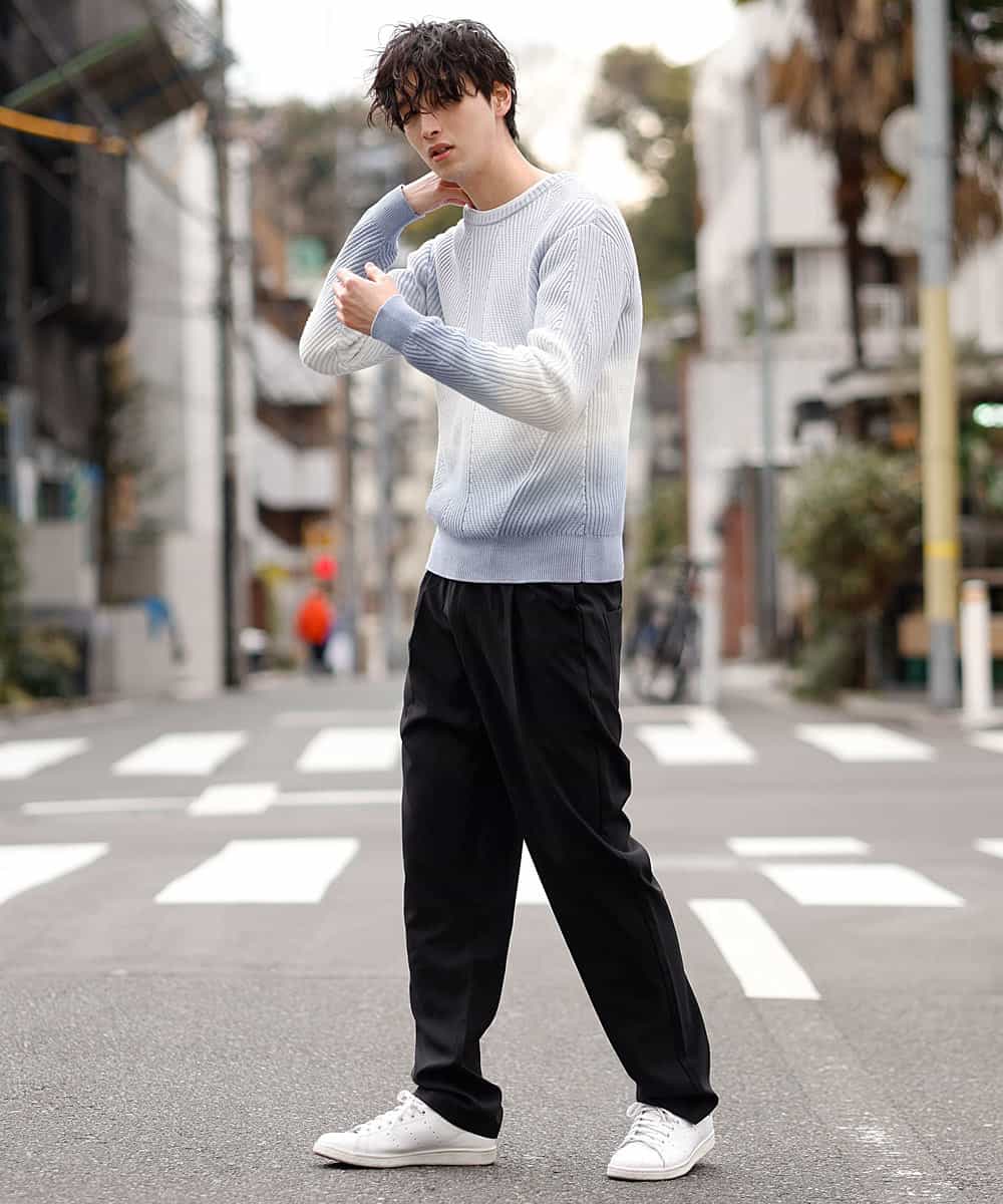 MKIDO08089 MK MICHEL KLEIN HOMME(MKミッシェルクランオム) 【WEB特別プライス】グラデーションニット ライトブルー(50)