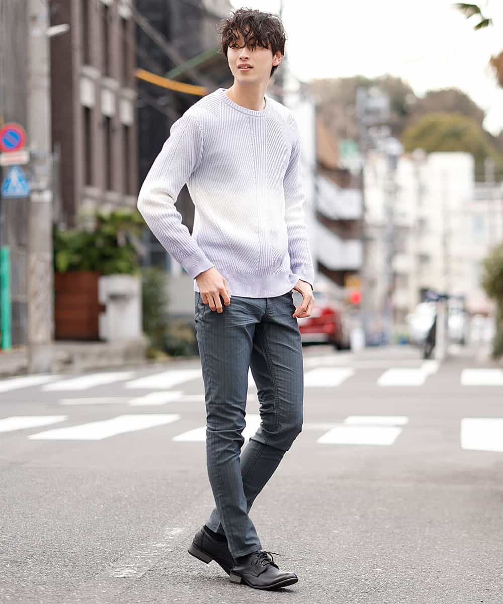 MKIDO08089 MK MICHEL KLEIN HOMME(MKミッシェルクランオム) 【WEB特別プライス】グラデーションニット ラベンダー(60)