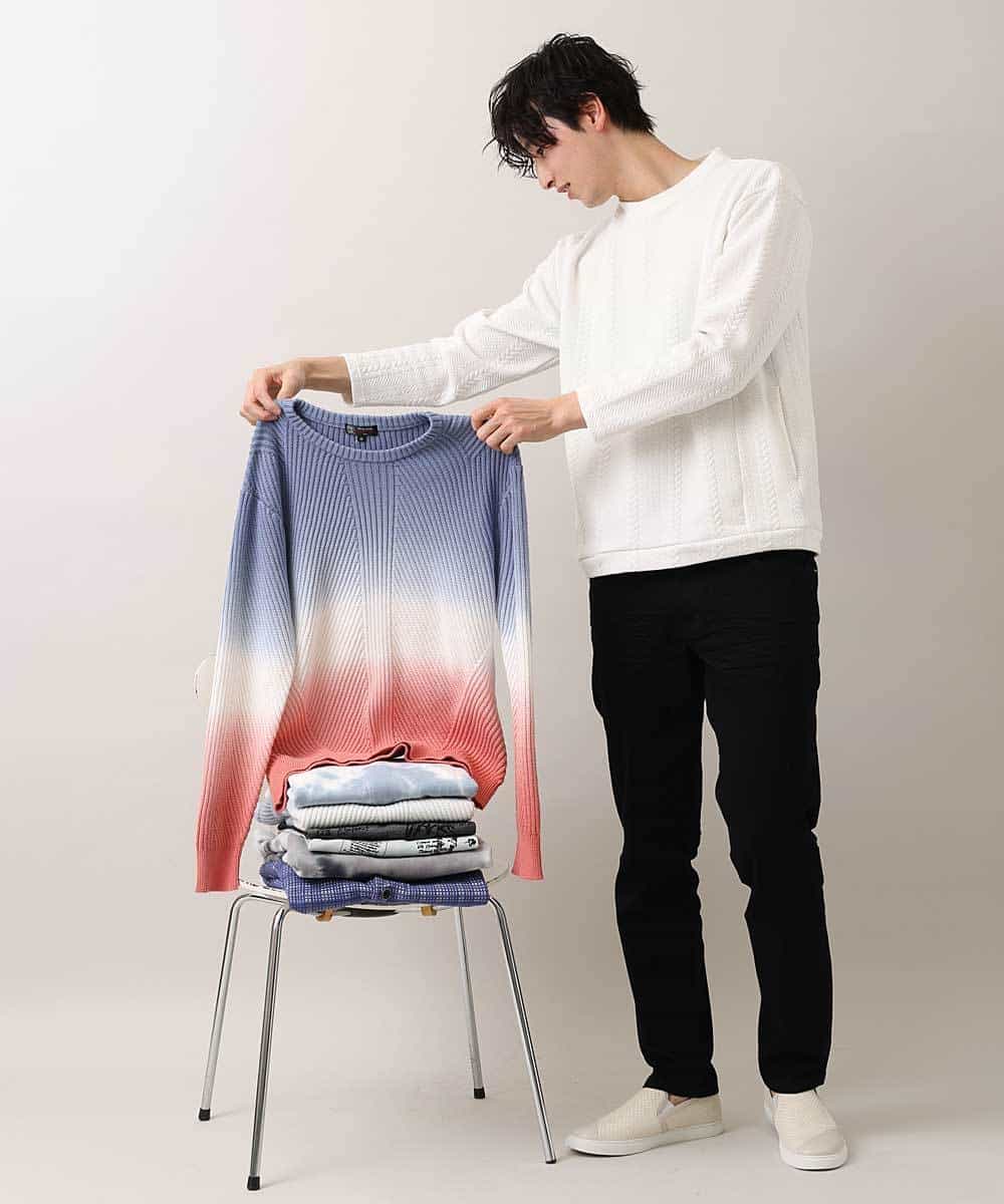 MKIDO08089 MK MICHEL KLEIN HOMME(MKミッシェルクランオム) 【WEB特別プライス】グラデーションニット トリコロール(95)