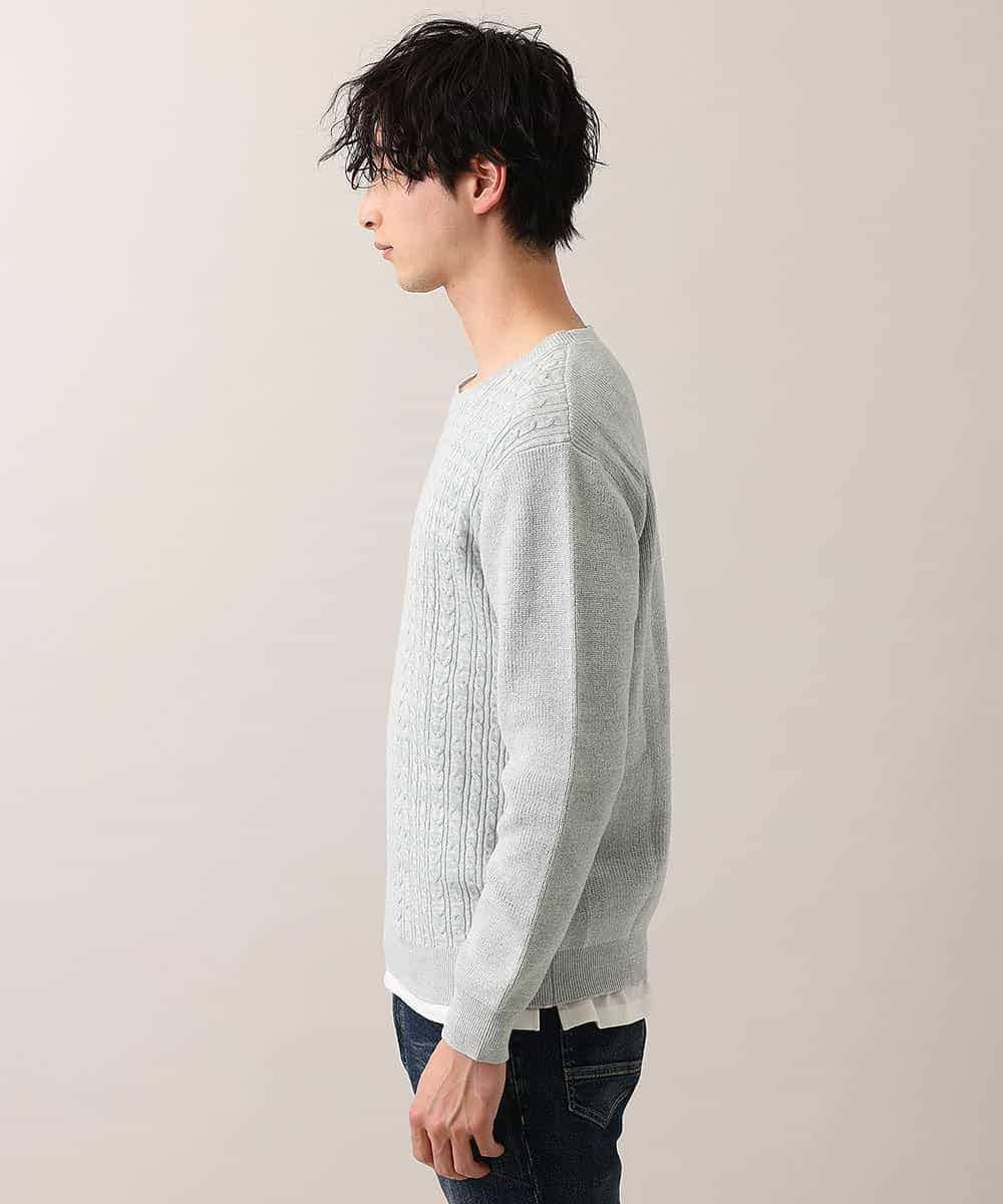 MKIDO13089 MK MICHEL KLEIN HOMME(MKミッシェルクランオム) アンサンブルニット／ケーブルコットン グリーン(30)