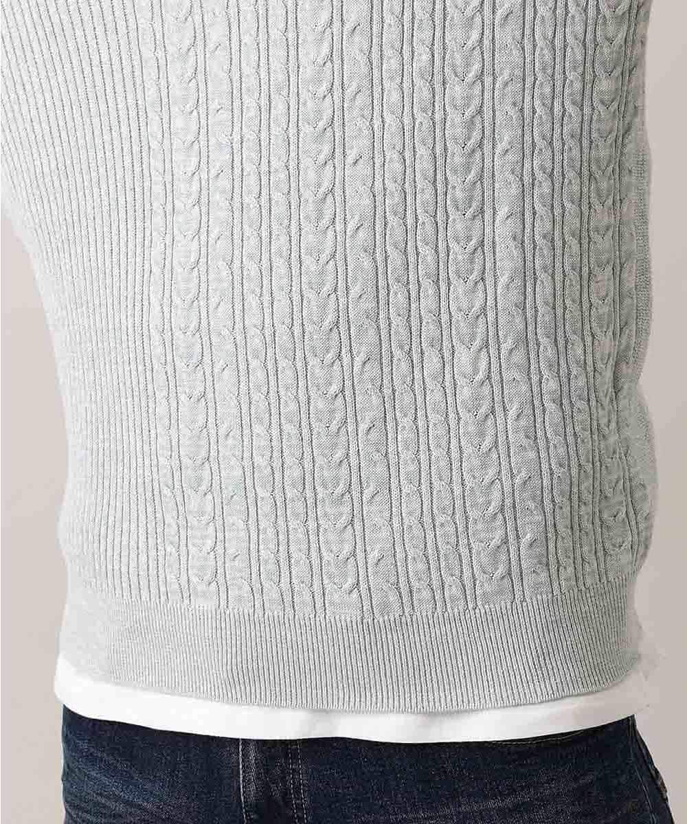 MKIDO13089 MK MICHEL KLEIN HOMME(MKミッシェルクランオム) アンサンブルニット／ケーブルコットン グリーン(30)