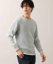 MKIDO13089 MK MICHEL KLEIN HOMME(MKミッシェルクランオム) アンサンブルニット／ケーブルコットン グリーン(30)