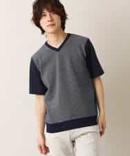 MKIGM63069 MK MICHEL KLEIN HOMME(MKミッシェルクランオム) ハイブリッダーメッシュニット ネイビー(57)