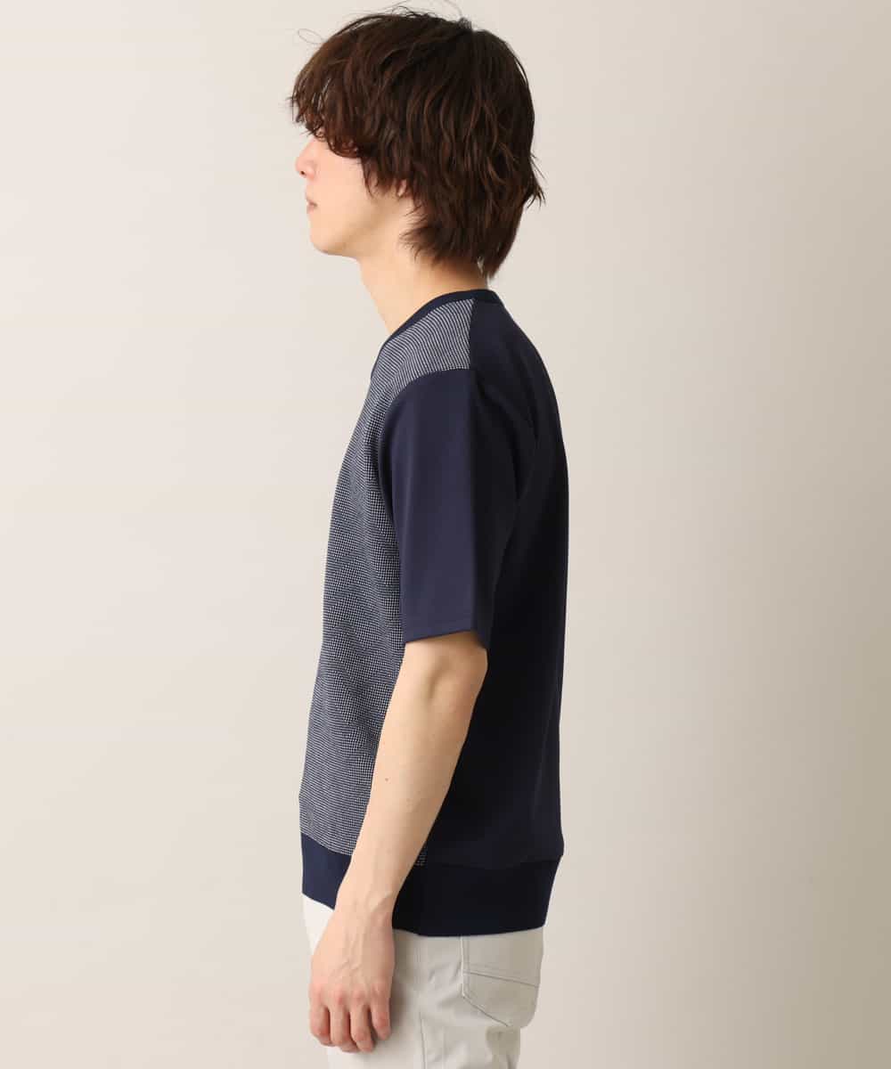 MKIGM63069 MK MICHEL KLEIN HOMME(MKミッシェルクランオム) ハイブリッダーメッシュニット ネイビー(57)