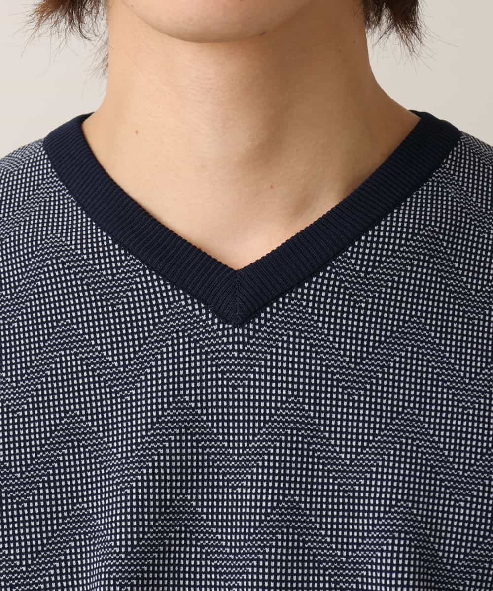 MKIGM63069 MK MICHEL KLEIN HOMME(MKミッシェルクランオム) ハイブリッダーメッシュニット ネイビー(57)