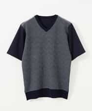 MKIGM63069 MK MICHEL KLEIN HOMME(MKミッシェルクランオム) ハイブリッダーメッシュニット ネイビー(57)