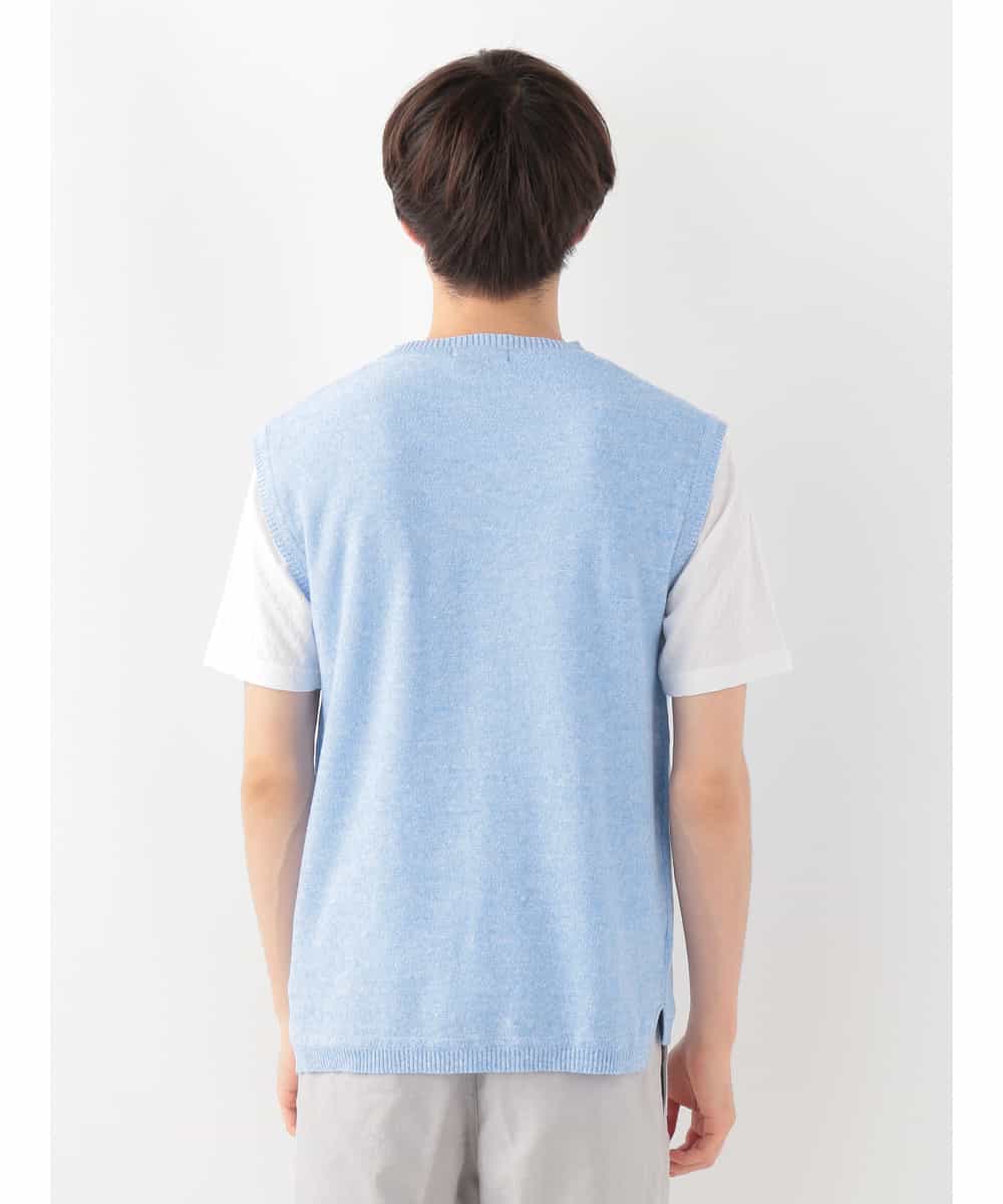 MKIGV06065 MK MICHEL KLEIN HOMME(MKミッシェルクランオム) 編地ボーダーニットベスト ライトブルー