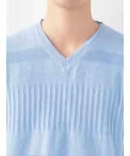 MKIGV06065 MK MICHEL KLEIN HOMME(MKミッシェルクランオム) 編地ボーダーニットベスト ライトブルー